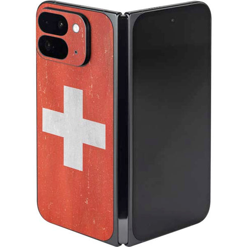 Switzerland Flag Distressed Google Pixel 9 Pro Fold Skin